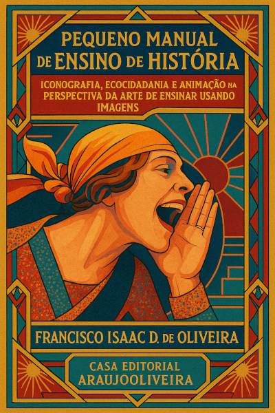 Capa do livro Pequeno manual de ensino de história: iconografia, ecocidadania e animação na perspectiva da arte de ensinar usando imagens, escrito por Oliveira, F. I. D.